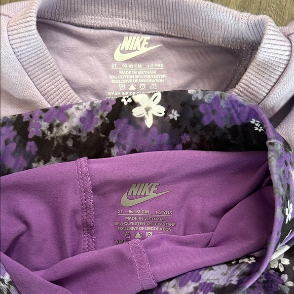 Nike Lavender Sweatshirt and Floral Skirt Set 2t - Picture 2 of 3